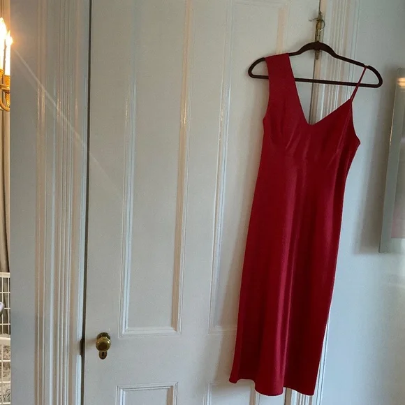 Alexander Wang T T by Alexander Wang red midi slip dress in Cherry red - Picture 6 of 9